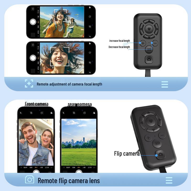 Smart Bluetooth Remote: Multifunctional Zoom, TikTok Controller, Rechargeable Phone Photography & Video Page Turner.