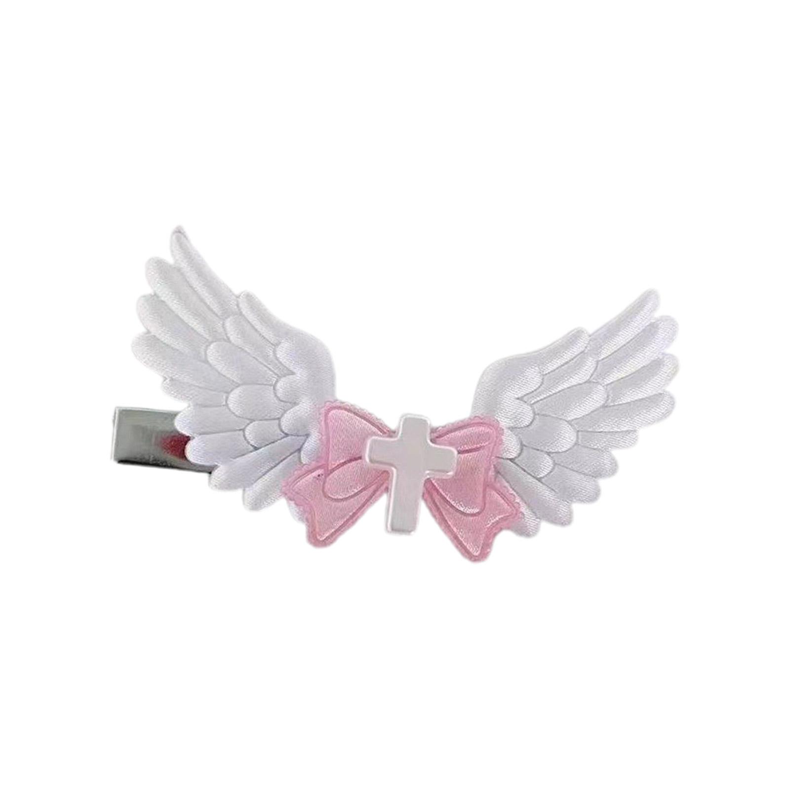 

Прекрасная заколка для волос с бантом/сердцем, крестом и крылом, модная заколка-автомат для девочек и дам, красочный аксессуар 1 розовый