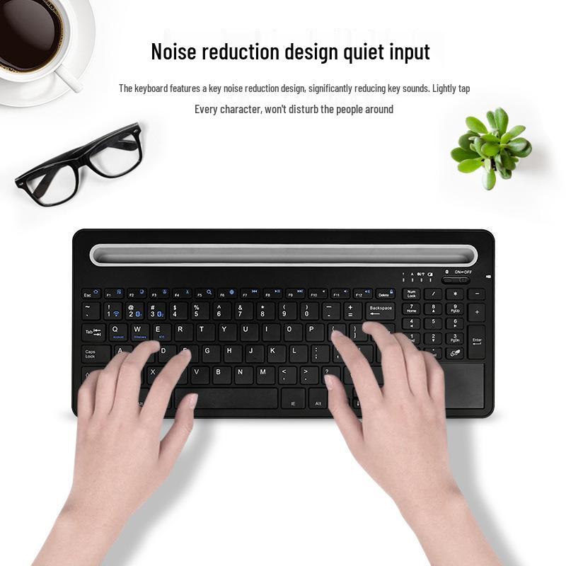 Three-Mode Stand Bluetooth Wireless Keyboard with Touchpad for Tablets & iPads