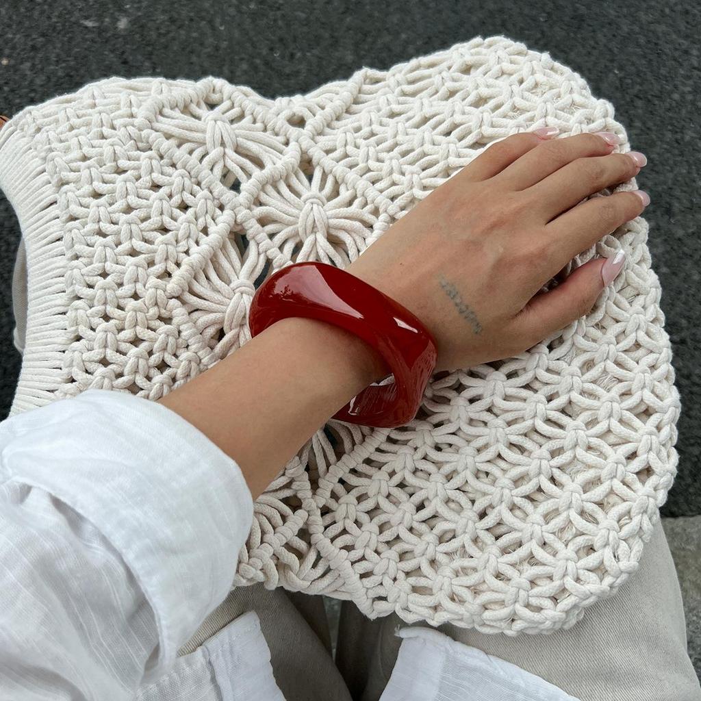 Mote Vintage Gjennomsiktig Resin Chunky Armbånd Geometrisk Uregelmessig Elastisk Bredt Armbånd Armbånd for Kvinner Menn Luksuriøse Estetiske Smykketilbehør