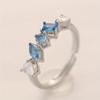 Elegant Platinum Plated Ring for Women, Blue Cubic Zirconia Adjustable Ring, Birthday Gift/daily Wear/Beach Vacation Ring