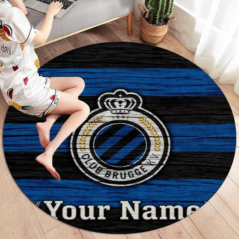 Club Brugge KV Custom Name Round Area Rug,Carpet Rug for Living Room Bedroom Sofa Playroom Decor,Non-slip Floor Mat