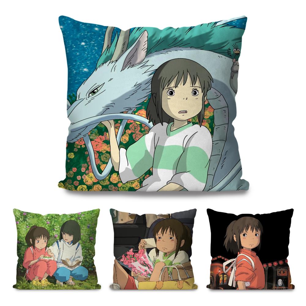 1 Stück S-Spirited A-Away Anime Film Kissenbezug Quadratisches Kissen SchlafzimmerSofaFreizeitKomfortKissenAutoWohnzimmer Heimdekoration 40X40