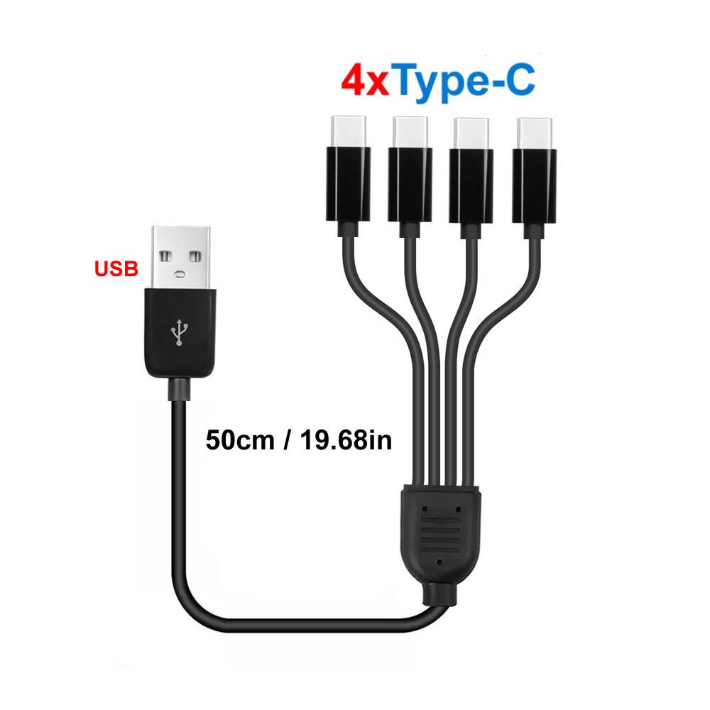 Short Cord 5V USB A C To Type C Multiple Charging Cable 4 In 1 Micro USB Splitter Adapter Cable 4 Port USB C PD Splitter Cable