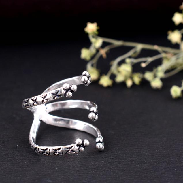 Handmade Silver Arthritis Ring – Long Adjustable Splint for Thumb & Finger, Daily Wear Support Jewelry for Relief
