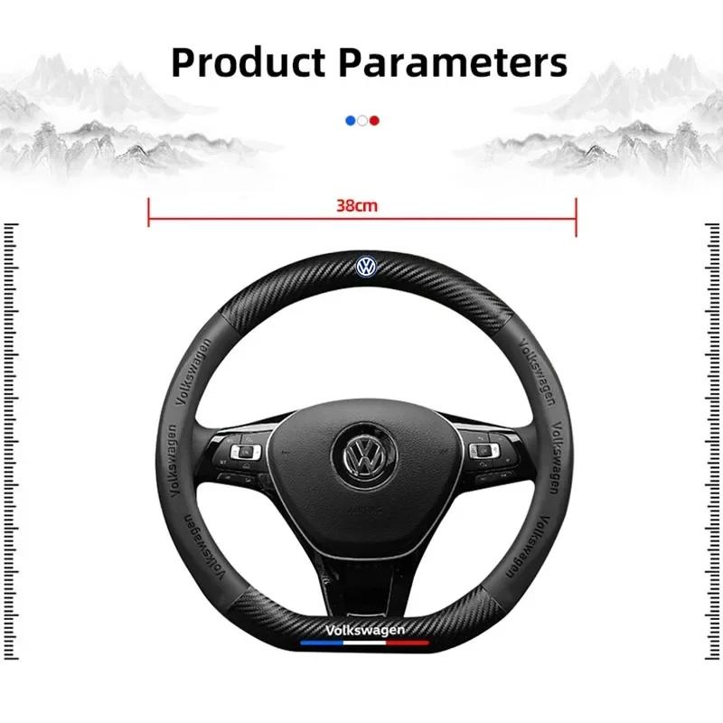 ZCKOT1 38CM Anti Slip Car Steering Wheel Cover Carbon Fibre Texture For VW GTI Polo Golf Passat Tiguan Arteon Touareg CC Taigo Caddy