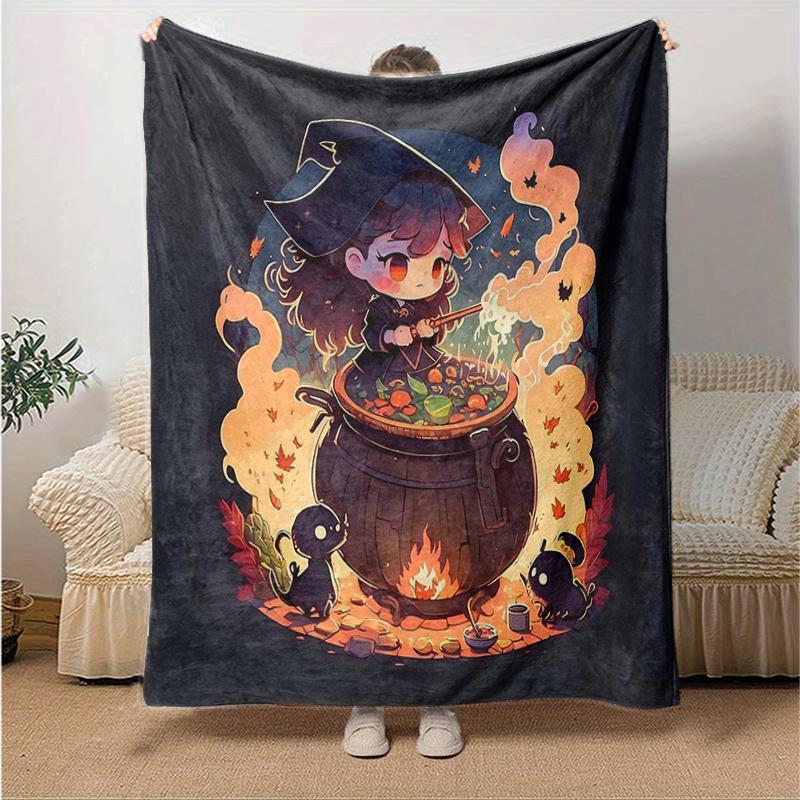 1 Stück Hexe Bild Design Decke Weicher Überwurf für Wohnkultur, Geschenkidee