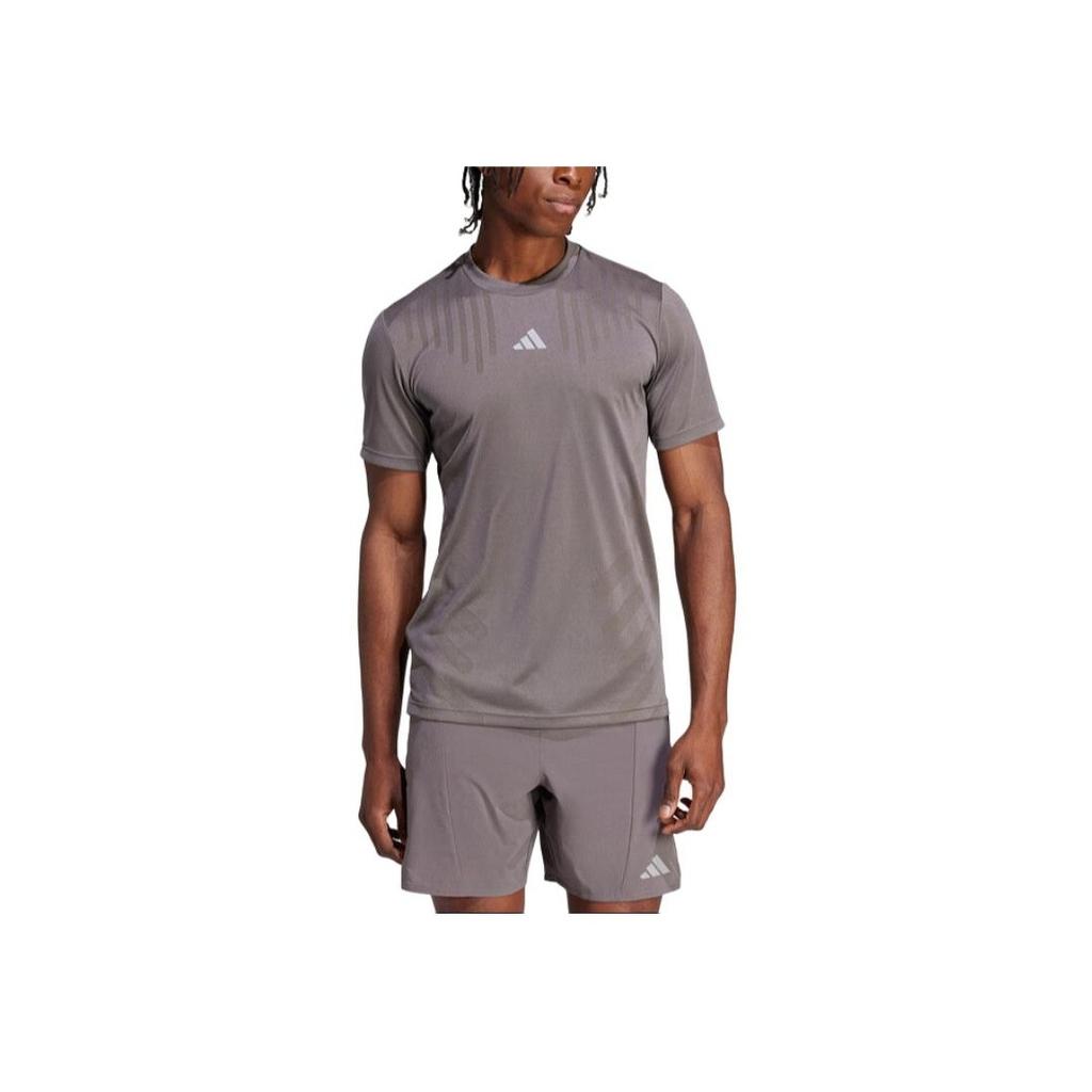 Adidas Logo Outdoor Casual Sports Crew Neck Pullover Short Sleeve T-Shirt Men Tops Gray IS3735