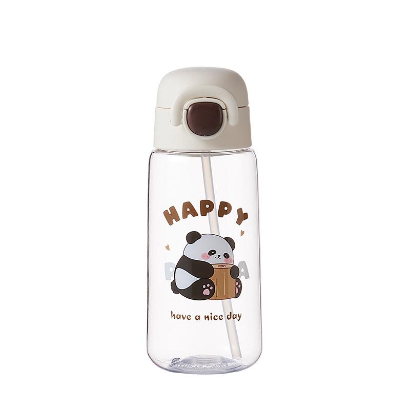 New Panda Plastic Cup Portable Cup, Cute Cartoon Plastic Straw Cup, Children's Casual Cup