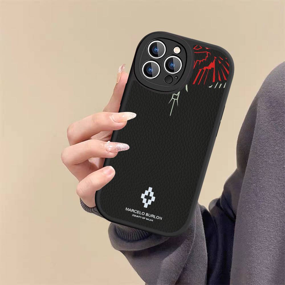 Custodia per Telefono M-MARCELO B-BURLON Per IPhone 16 15 14 13 12 11 Pro Max Plus Pelle Morbida Cover