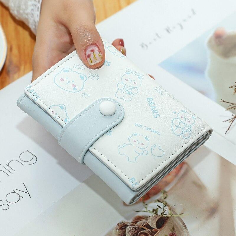 Noi portofele drăguțe cu urs pentru femei Mic Hasp Girl Suport card de credit pentru portmoneu din piele PU Portofel Kawaii pentru femeie scurt