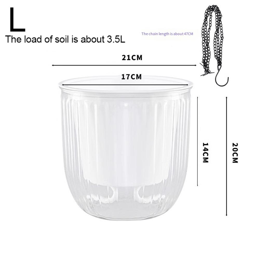 Ästhetischer transparenter Blumentopf Dekorativer Hängekorb Effektives Drainagesystem L-21*20CM Hängepflanzentopf