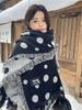 Retro Dot Print Fashion Winter Women Knitted Scarf Headscarf Casual Preppy Tassel Scarve Lady Mujer Thick Wrap Shawl Korean New