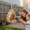 Teardrop Shaped Wood Butterfly Bee House Rustic Back Door Opening Hanging Butterfly Feeder Ventilation Natural Shelter