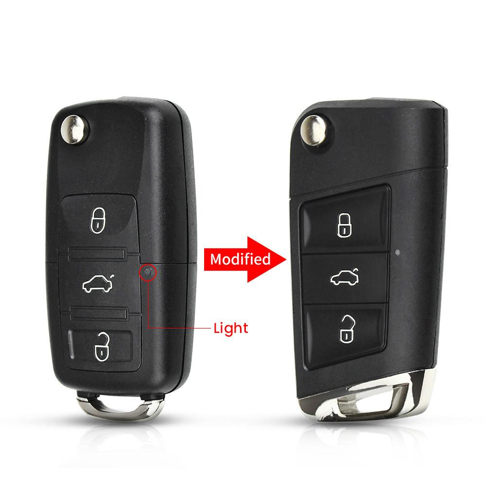 Für Volkswagen VW Polo Passat B5 Golf Mk5 Käfer Modifiziert Klappschlüssel Gehäuse Fob 3 Tasten Ersatz Auto Schlüsselhülle