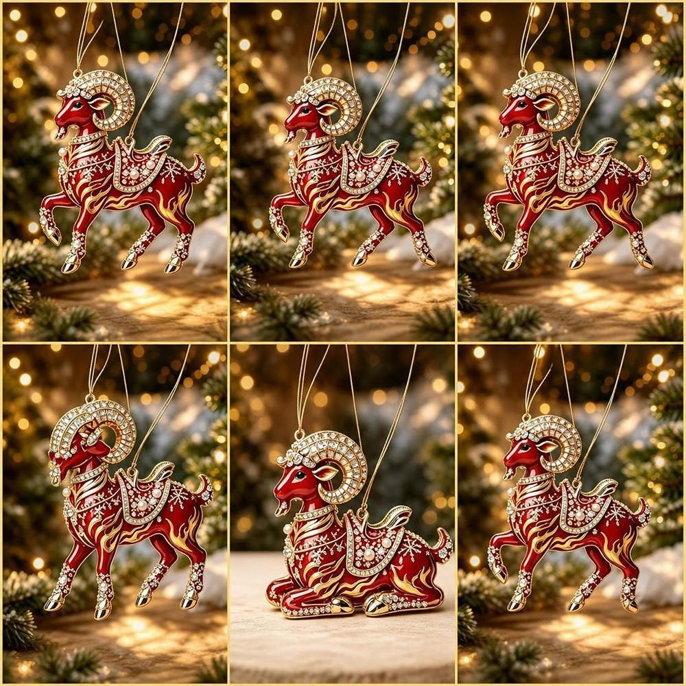 Acrylic Goat Pendant Shining Animal Hanging Decoration Zodiac Goat Souvenir  Holiday Party Decor