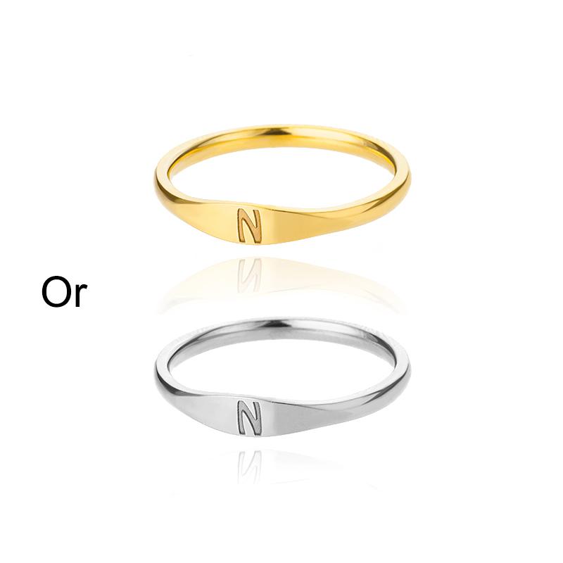 Initialen Ringen Voor Vrouwen Mannen Roestvrij Staal Initialen Ring A M K S Alfabet Naam Esthetische Bruiloft Sieraden Kerstcadeau 7&Platinum Color