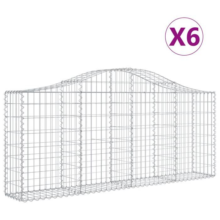 VidaXL 6x Paniers à Gabions Arqués Cages à Gabions Arquées Murs de Gabion Barrières de Jardin Terrasse Extérieur 3145413