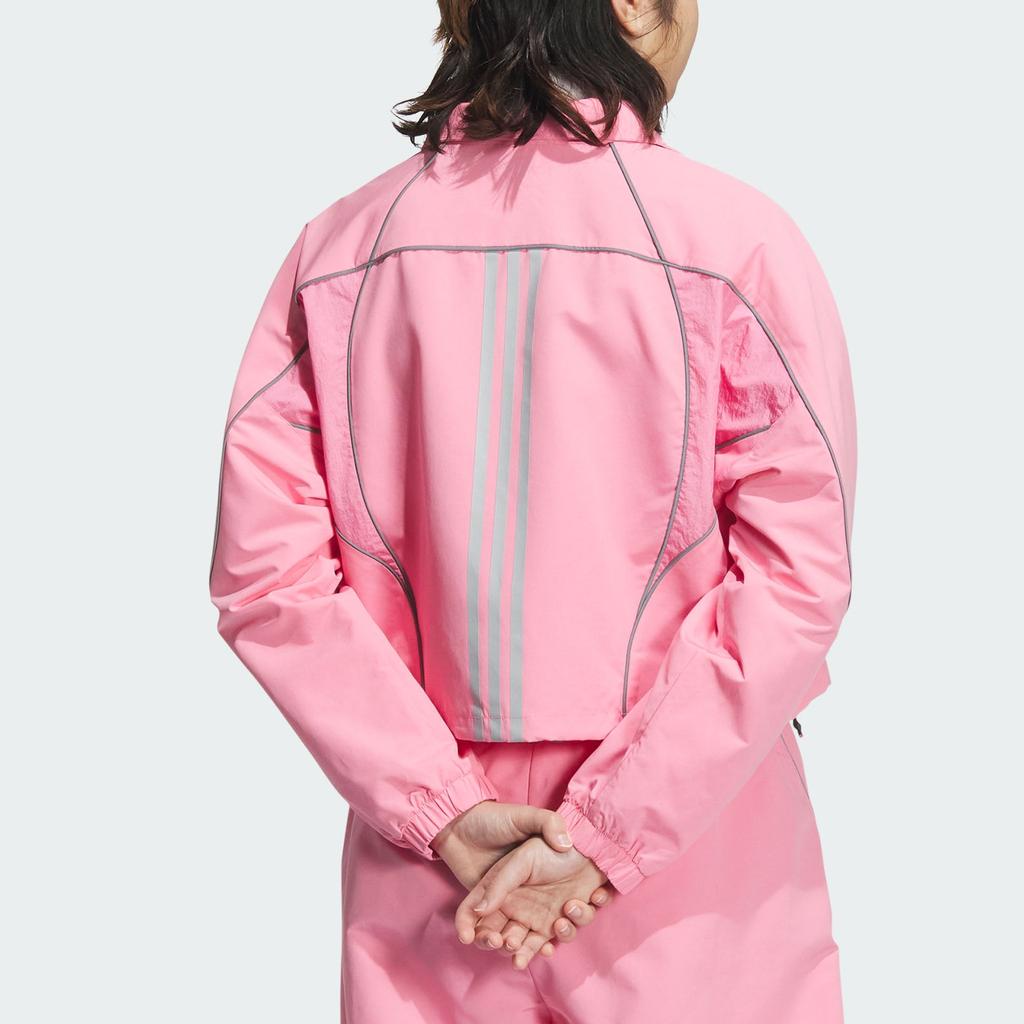Adidas Piping Jacket Loose Fit Sports Casual Lapel Zip Long Sleeve Jacket Women Jackets Light-Pink JJ3780