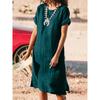 Polyester Solid Color Basic Short Sleeve A Line Dress For Office Women