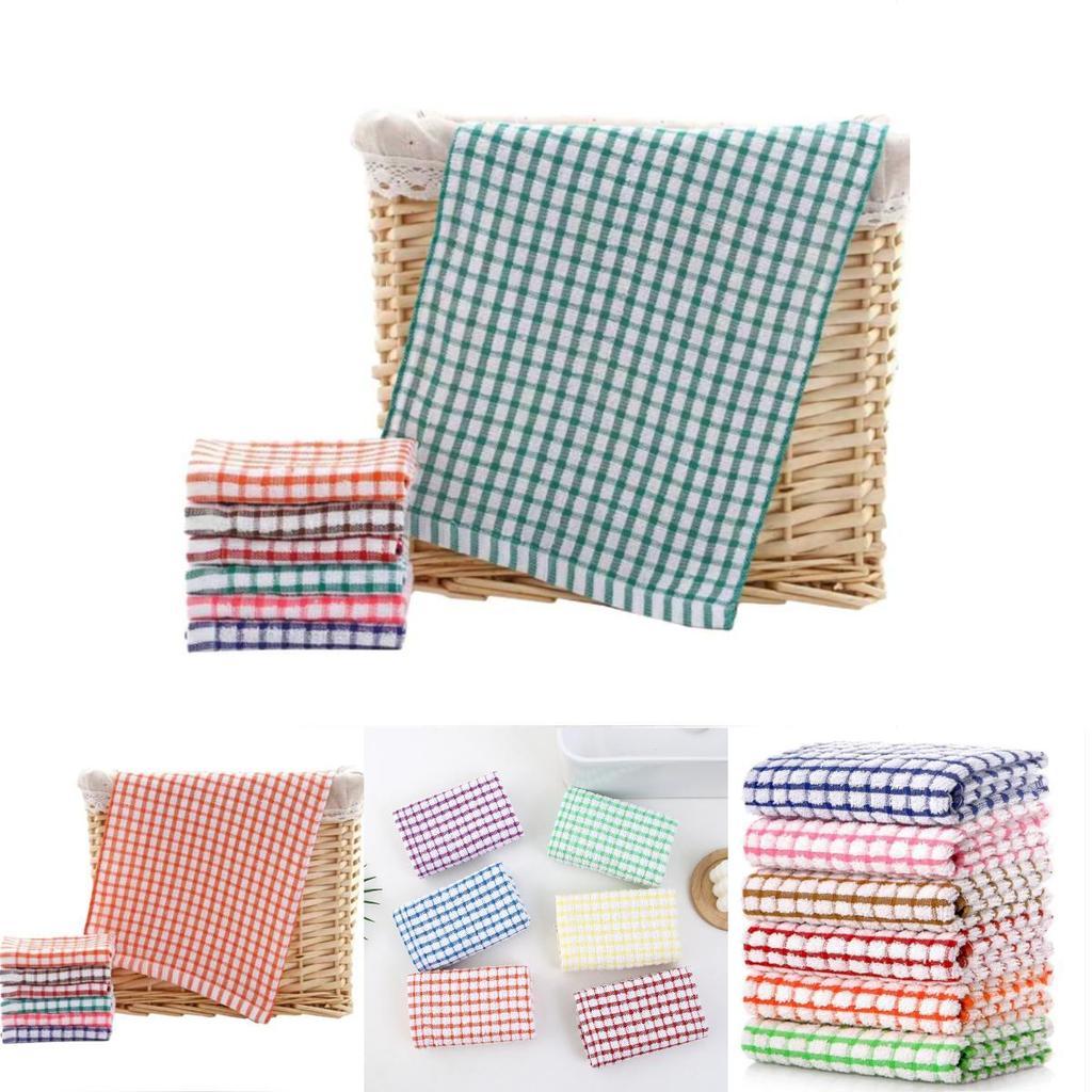Polyester Plaid Tea Towel For Kitchen Cleaning And Home Use