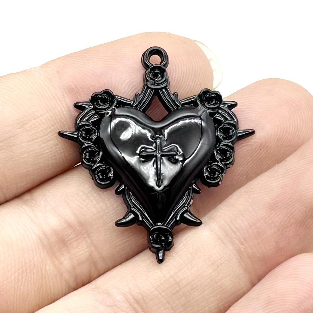 European & American Retro Dark Style Rose & Cross Pendant Accessories