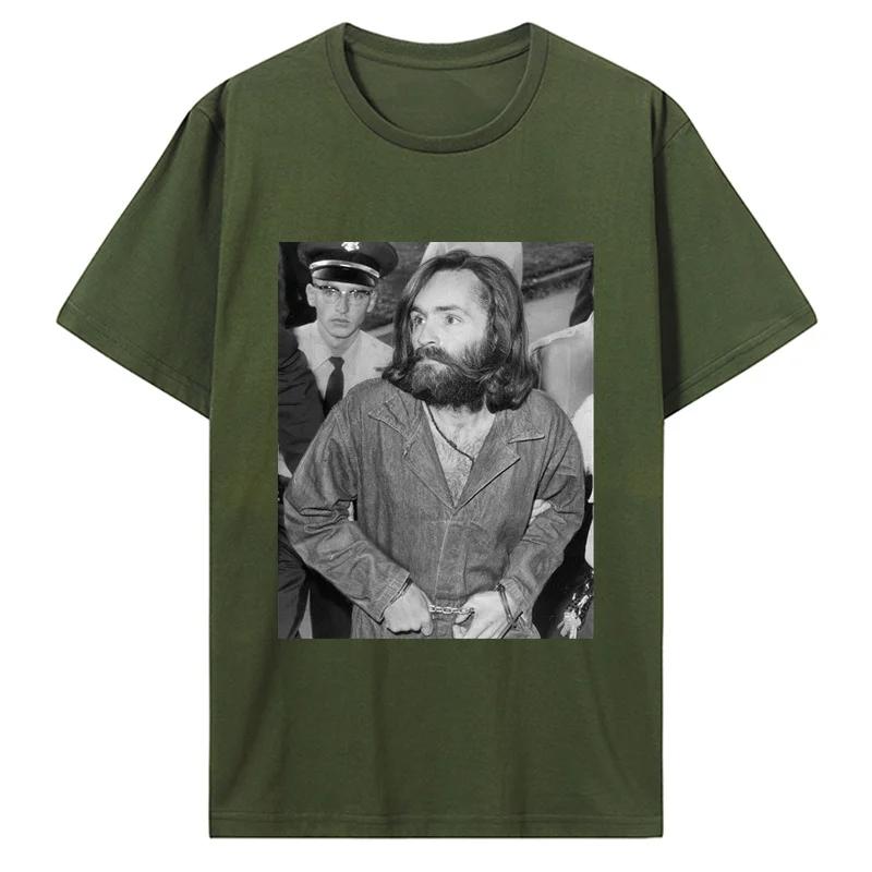 Charles Manson Shortsleev Printed TShirt Manson Family American Criminal Cult Men Quality Streetwear Casual Harajuku Tee Shirt