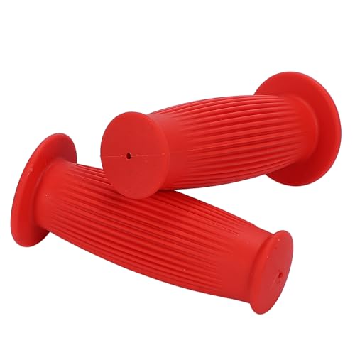nakira Motorcycle Grips, Moped Handlebars, 22.2mm, Left and Right Set, Rubber F Type (Red)