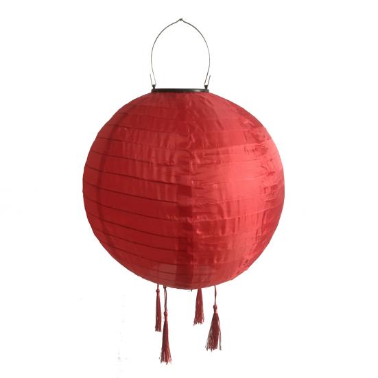 

Подвесной солнечный фонарь для улицы, круглый фонарь в китайском стиле с 4 кисточками S красный