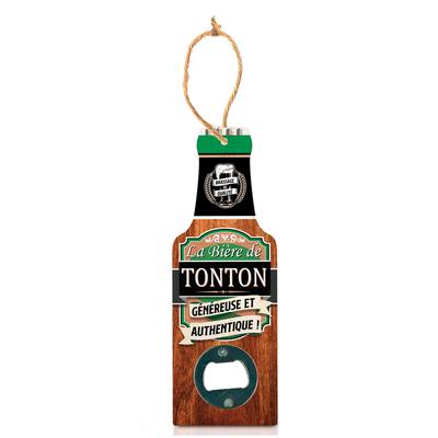 [A1600] - Humoristischer Flaschenöffner aus Holz 'Flasche' (Onkels Bier – großzügig und authentisch! ) - 20x7cm