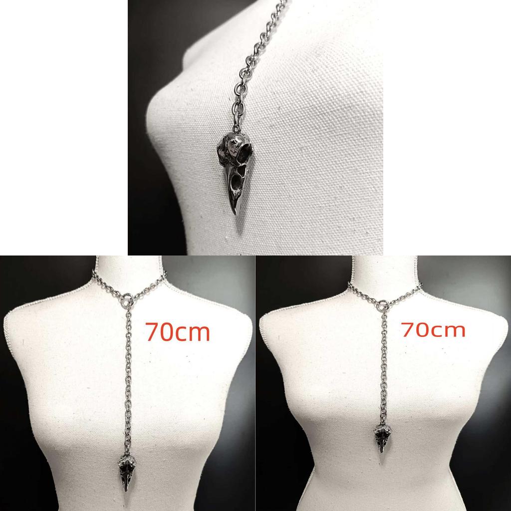 Gothic Style Necklace With Crow Head Pendant And Open Oring For Women Fashion Accessory