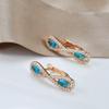 Kinel Blue Zircon Symmetric Rose Gold Color Earrings