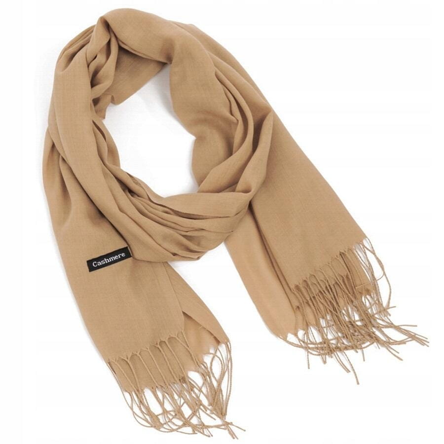 Camel Szalik Damski Duży Cashmere Frędzle Sza-68
