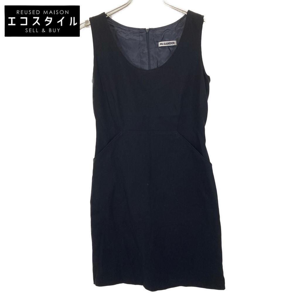 JIL SANDER Navy wool sleeveless one-piece dress 36 NavyUsed