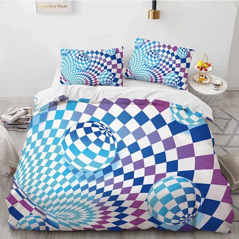 Spiral Swirl Bedding Set Psychedelic Bohemian Stylish Trippy Pattern Comforter Cover King Queen Mandala Geometric Duvet Cover