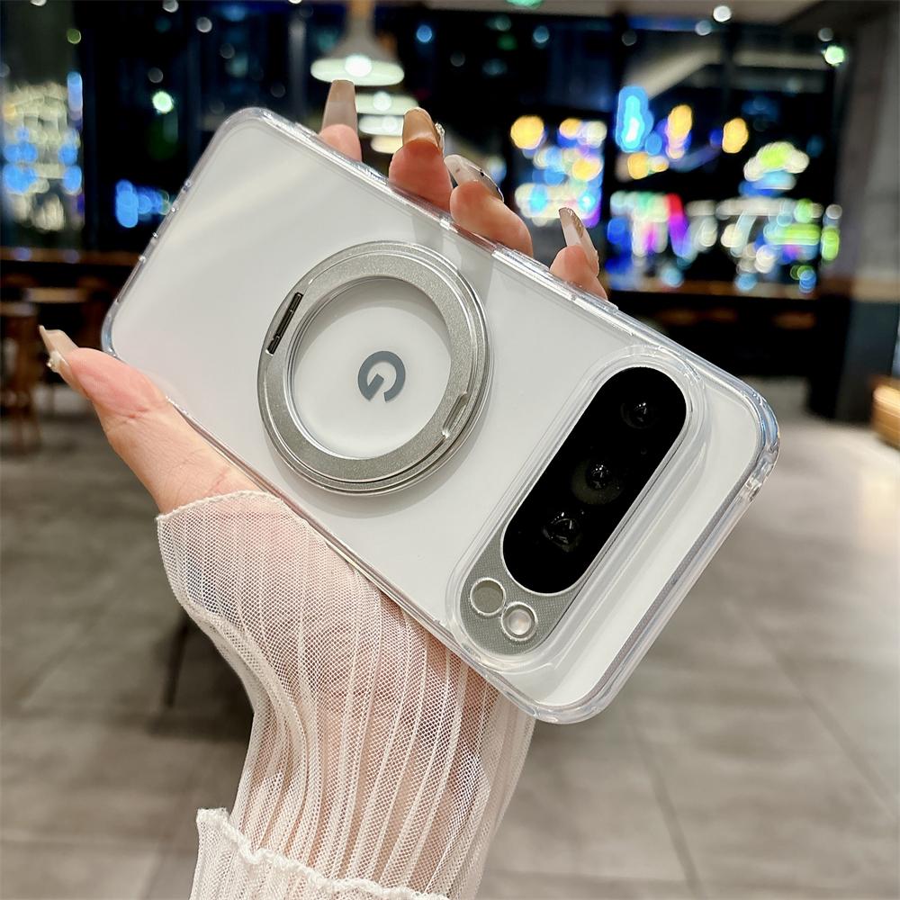 Rotating Magnetic Bracket Shockproof Case for Google Pixel 10 Pro XL 9 9A 8 8 A 7 6 for Folding Stand Matte Clear Cover