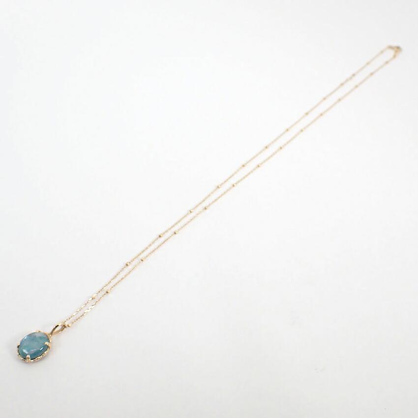 [Pre-owned] agete/Agate K10 Labradorite, Malachite, and Gel (Triple) Pendant/Necklace/j55-41