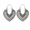 Vintage Style Heart Shaped Filigree Pattern Hoop Earrings with Intricate Openwork Design and Secure Hook Closure for Daily Wear