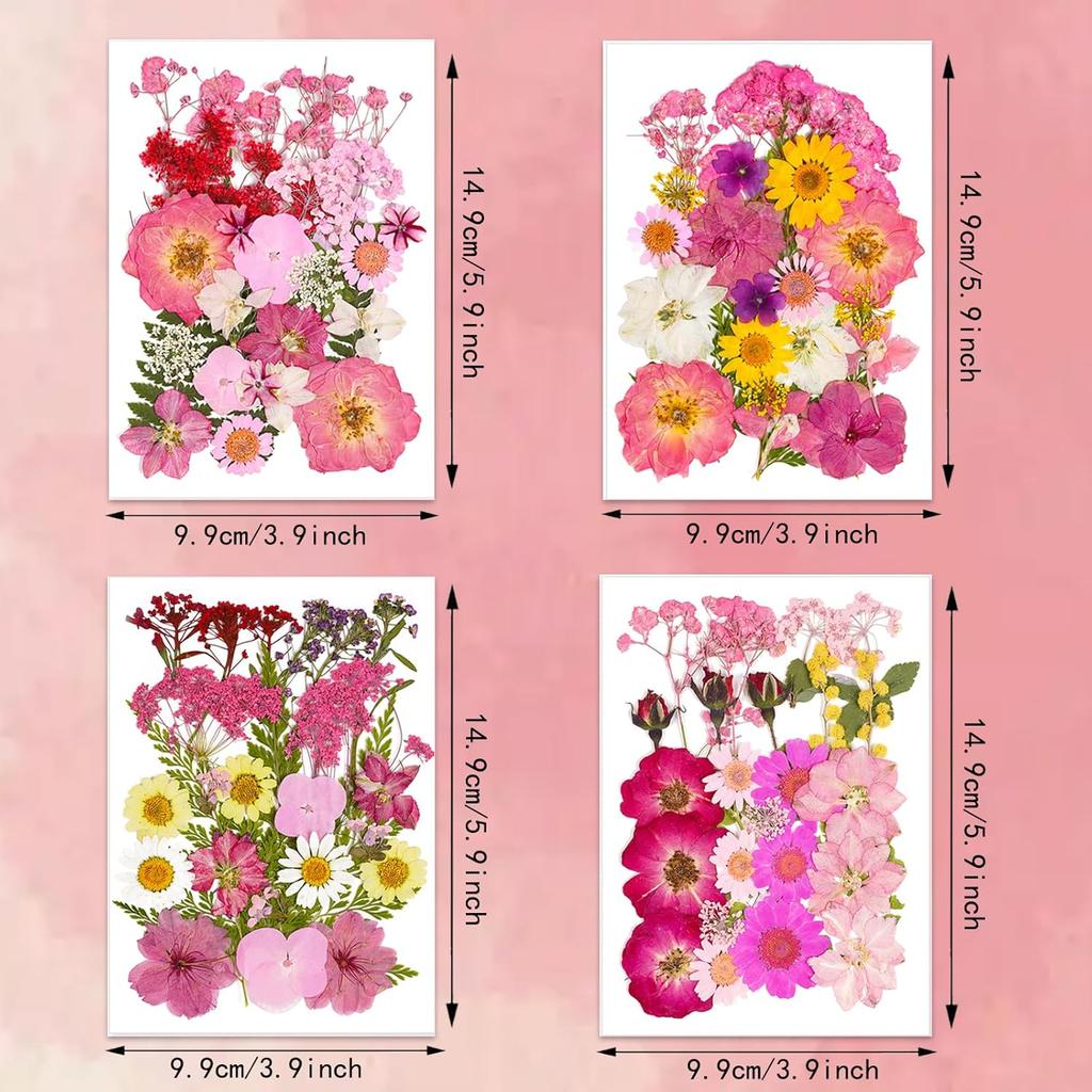 Pressed Flowers Bulk Dried Flowers for Crafts,Real Natural Pressed Flowers Dry Leaves Kit for Crafts Resin Mold Jewelry Candle Soap Making