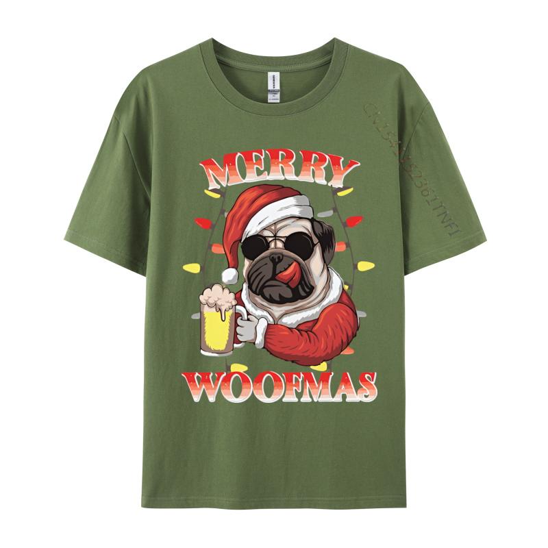 Merry Woofmas Christmas Funny Dog Santa Tshirt Printed T Shirts Unisex Tshirts Unisex Distinctive Design Tops Designer T Shirt