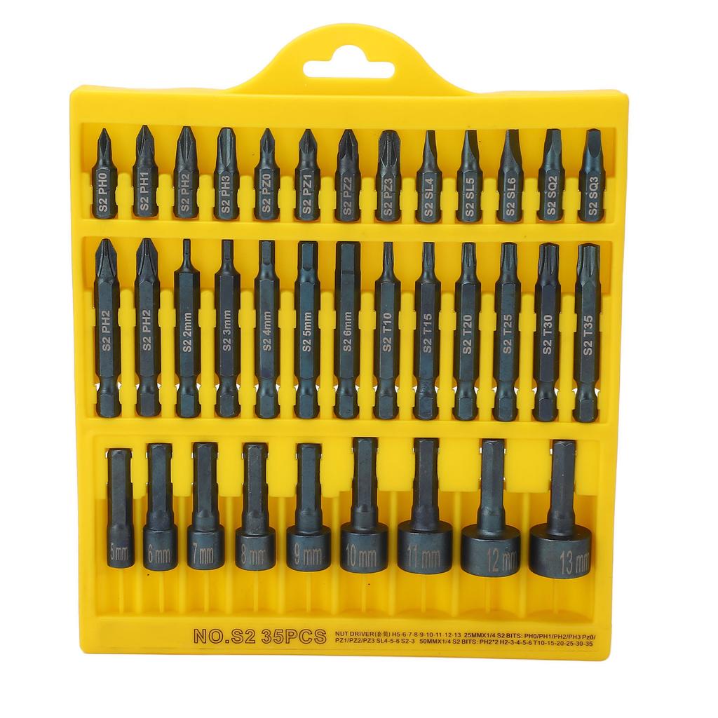 35-teiliges Schraubendreherbit-Set Magnetisch S2 Stahl 1/4 Zoll Sechskantschaft Kreuzschlitz Stecknuss-Set