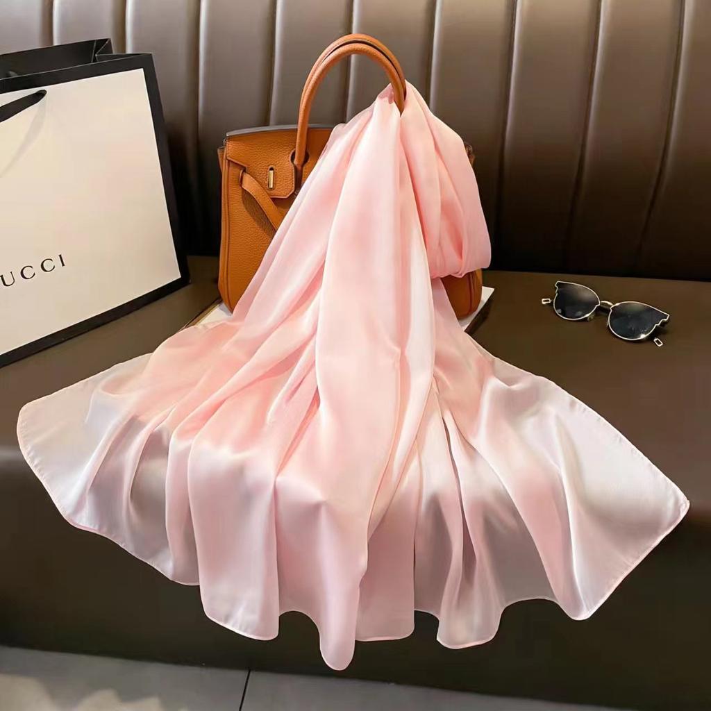 New solid colour anti-silk scarf spring and autumn sunscreen beach towel female silk scarf outside the air conditioning shawl