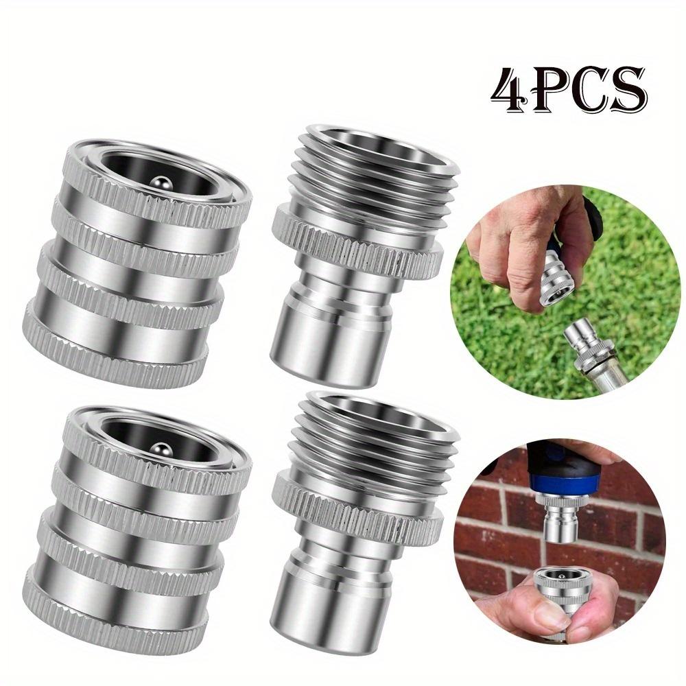 4Pcs 3/4" Garden Hose Quick Connector Stainless Steel Water Hose Fitting Male and Female Pressure Washer Pump Adapter for Faucet