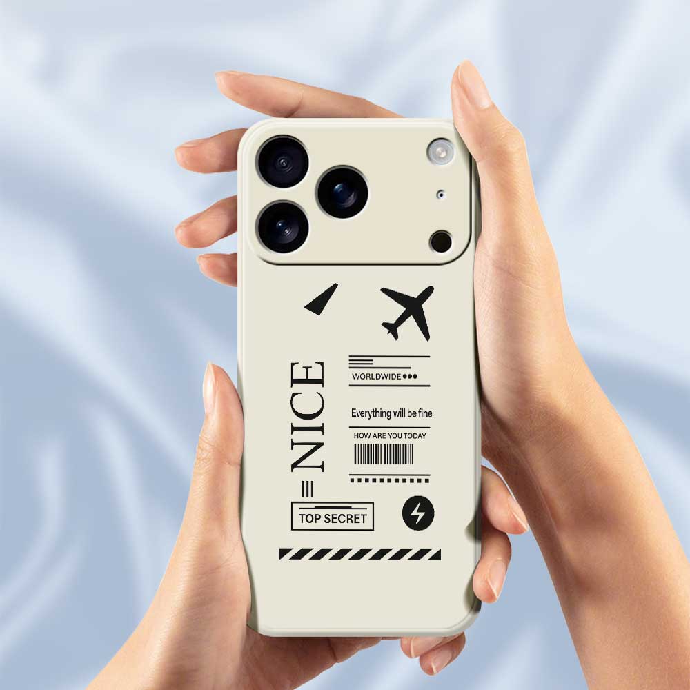 For iPhone 17 Pro Max Case Boarding Ticket Pattern Printing Straight Edge TPU Phone Back Cover