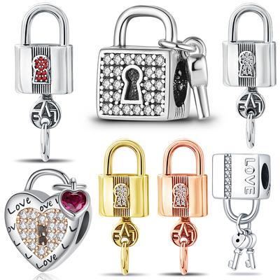 Love Elegant Beautiful Lock Pendants Copper Colors For Charm Copper Colors Genuine Bracelets For Jewellery Crafting