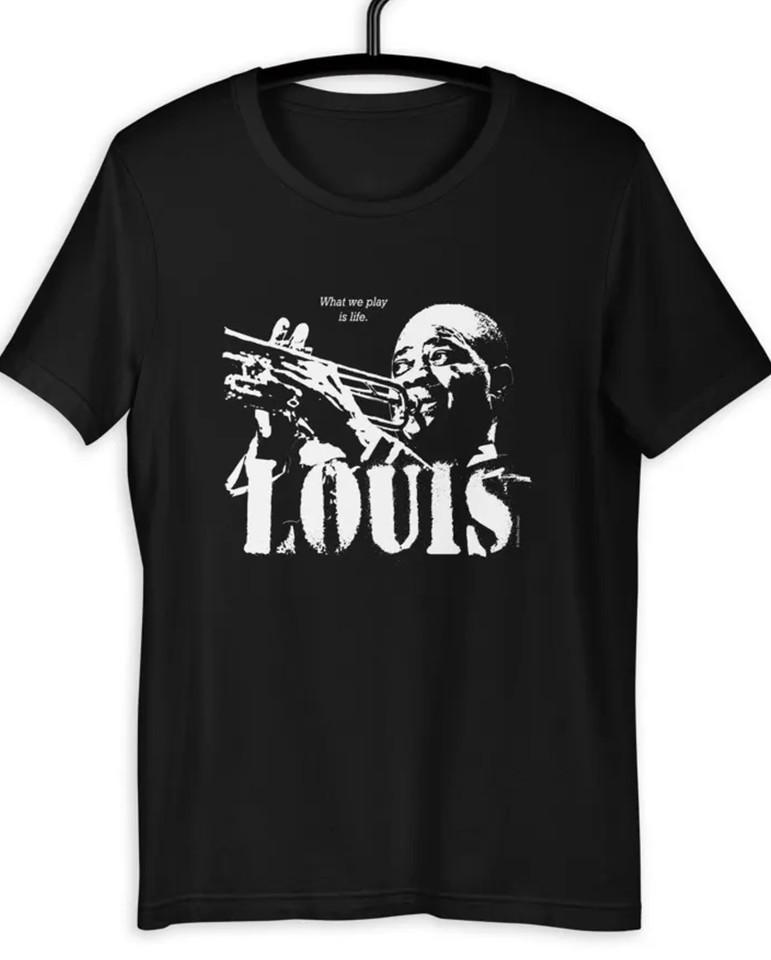 Louis Armstrong artwork black Unisex T-shirt Unisex T-Shirt XXXXL