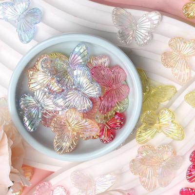 Hanmade Bracelet Making Gift Laser Colorful Fashion Jewelry Accessories DIY Handmade Material Butterfly Beads for Necklace 50Pcs