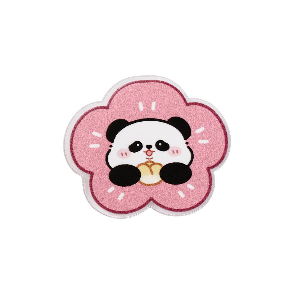 Fashion Panda Acrylic Panda Pin Cute Bear Flower Panda Brooch Cartoon Breastpin Animal Badge Unisex