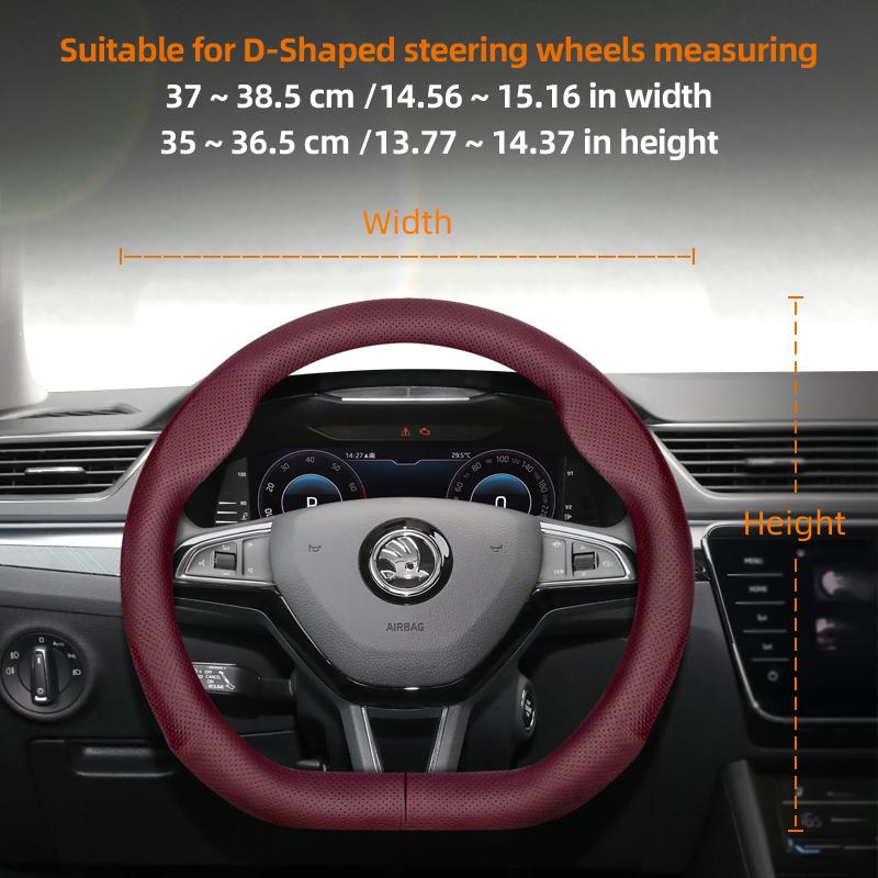 

Suitable for Skoda Ultra-Thin Breathable Leather Steering Wheel Cover Suitable for Octavia 2 3 A7 1 Superb Roomster A5 Rapid Karoq Yeti Spaceback