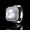Classic Luxury Square Diamond Full Diamond Charm Ring Jewelry Ladies
